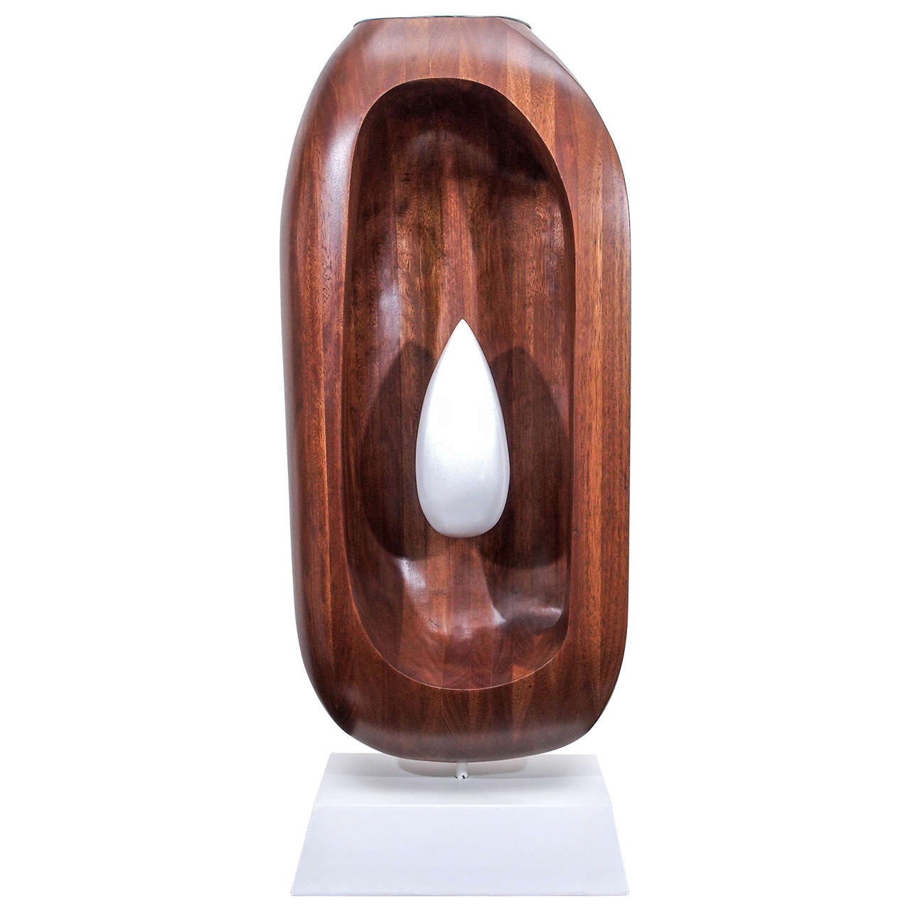 SATURDAY SALE Large Sculpture in Mahogany and White Lacquer